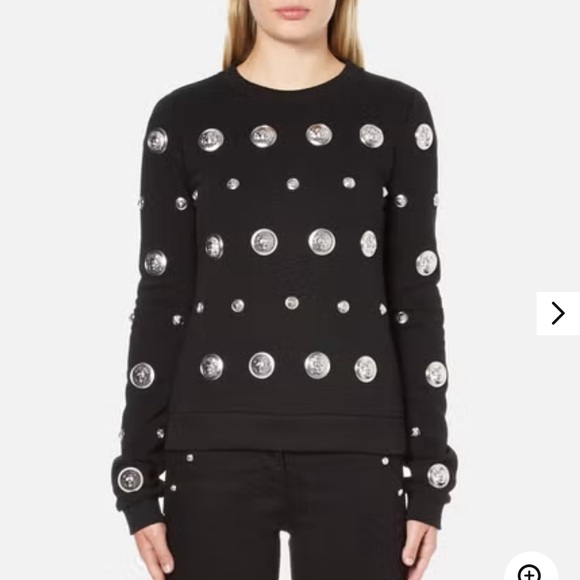 Black Versus Versace lion head embellishment cotton sweatshirt size SX (S) - Picture 2 of 5